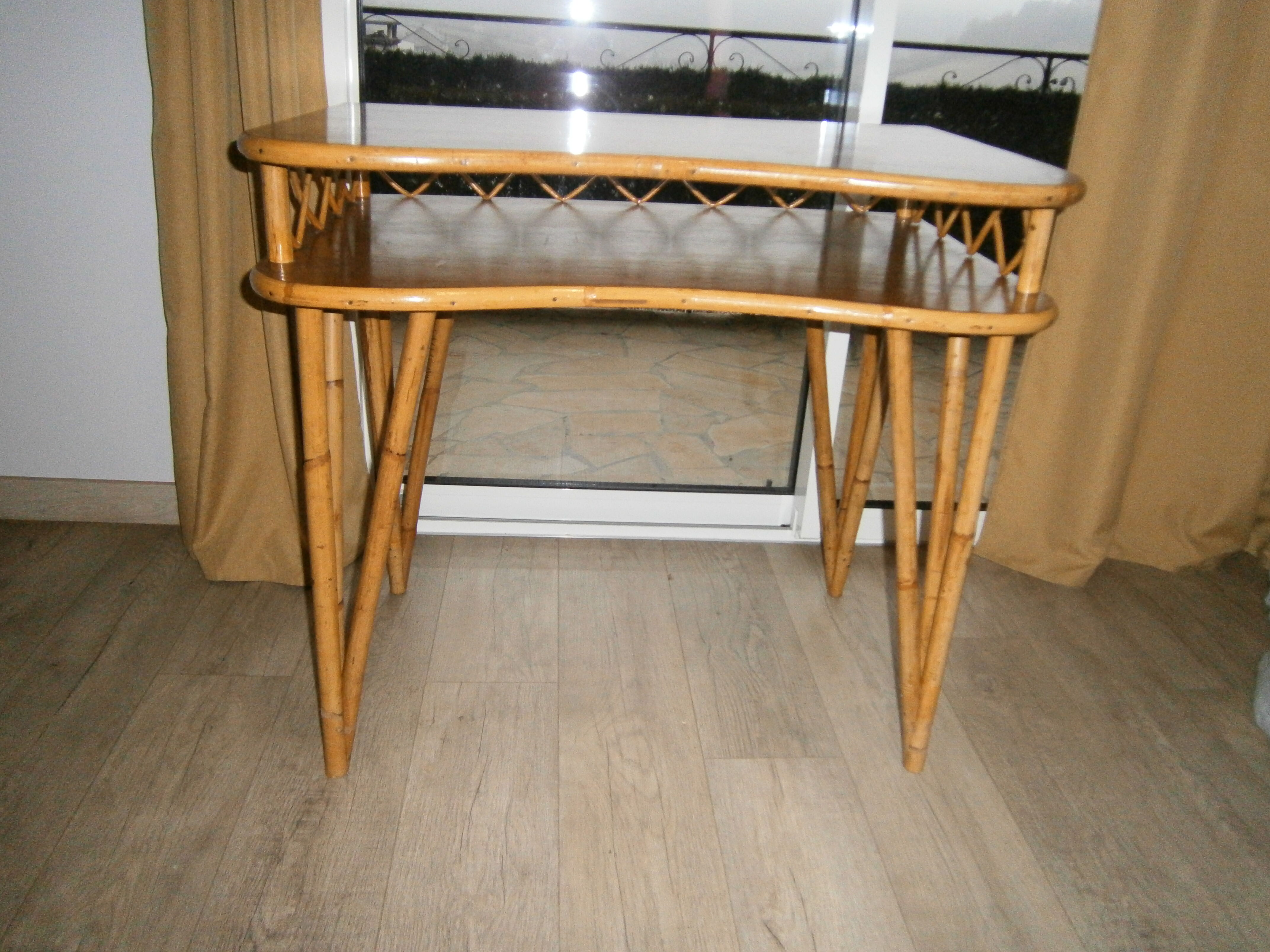 Rattan and wood desk