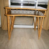 Rattan and wood desk