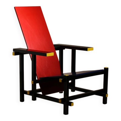 Fauteuil 'Rouge et Bleu' par Gerrit Rietveld pour Cassina, Italie années 1970