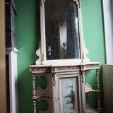Italian hand-painted Console Table with Mirror and floral painting