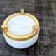 Antique ashtray in white opaline and brass, neoclassical style.