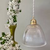 Vintage tulip pendant light in ribbed glass