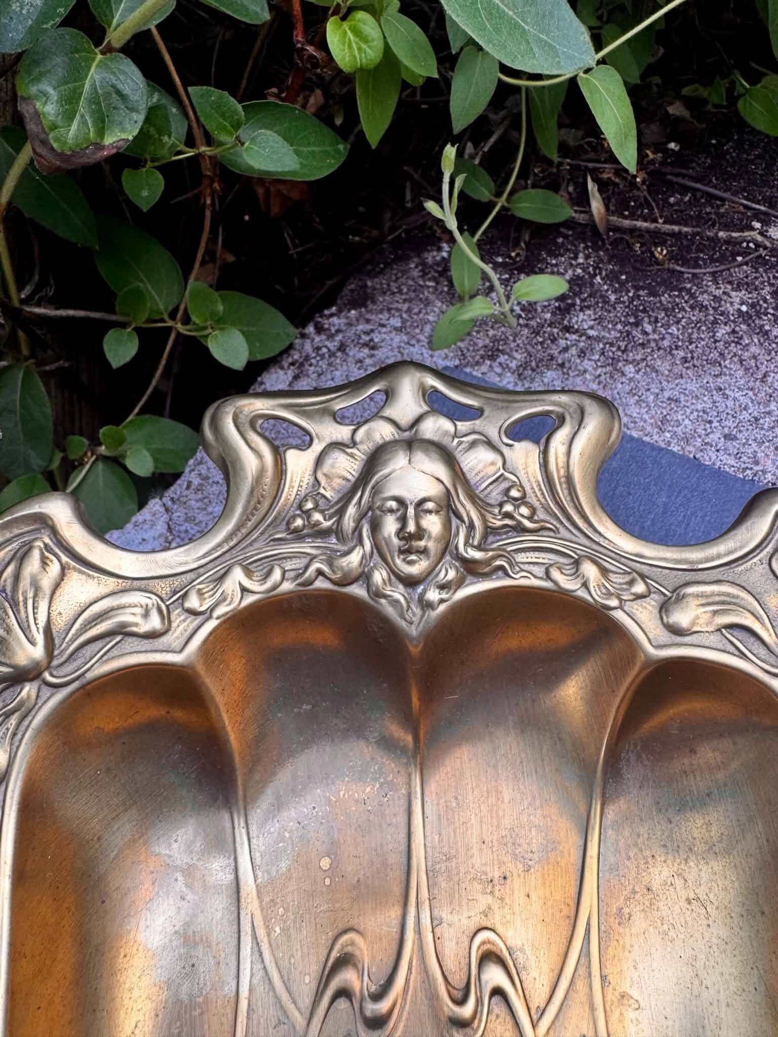 Golden metal fruit bowl Art Nouveau Jugendstil Germany