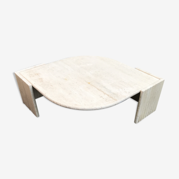 Table à café en marbre beige par Roche Bobois, années 1970