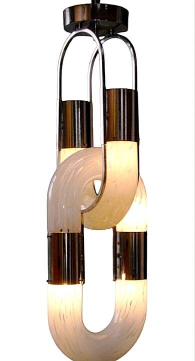 Murano Glass Chain Chandelier in Metal by Aldo Nason for Mazzega