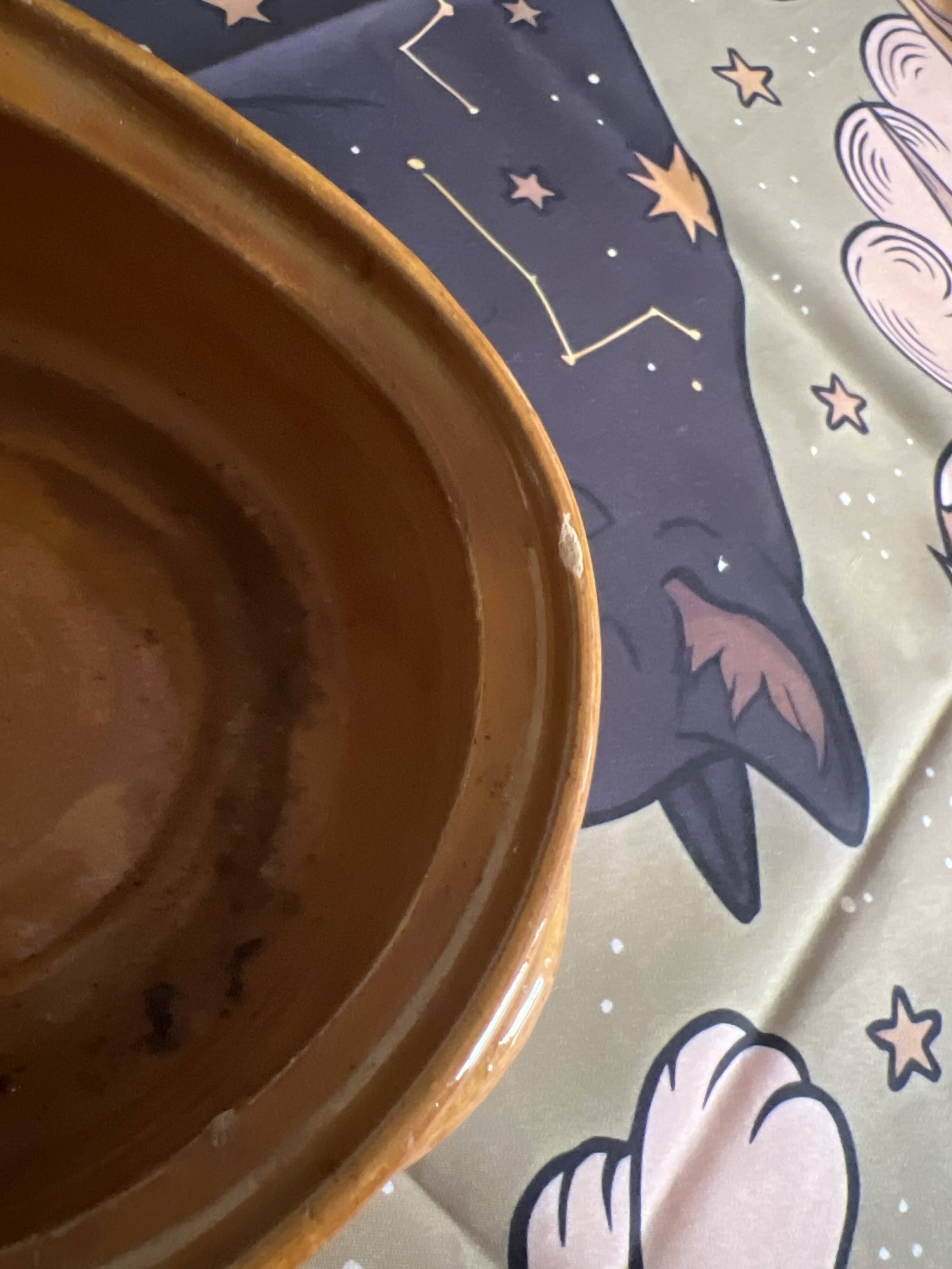 Small enamelled terracotta pot