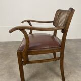 Office chair format bridge wood leather and canning 20s