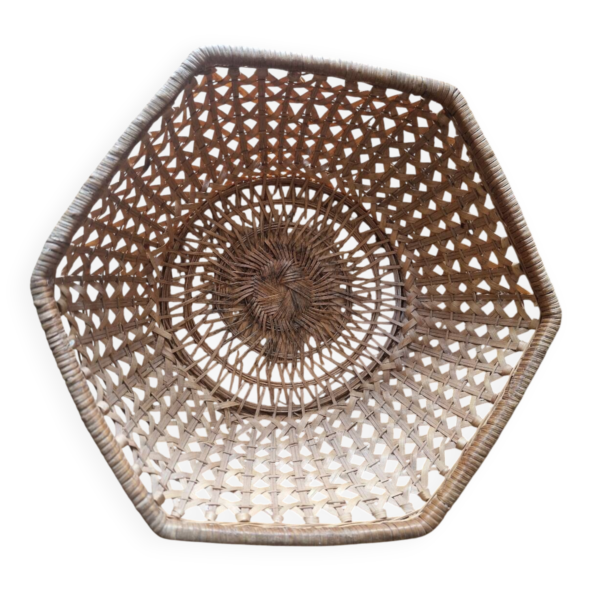 Panier ancien vintage esprit cannage