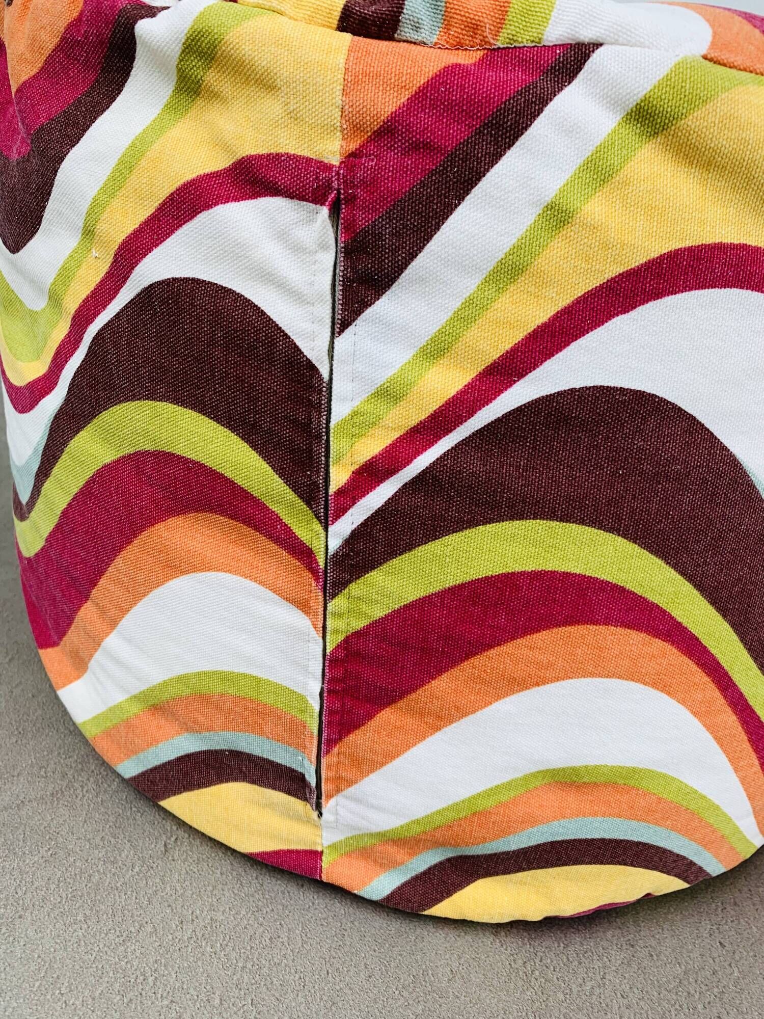 Pair of "psychedelic" fabric poufs from the 70s.
