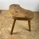 Set of 6 brutalist solid oak tripod farm stools from the 1950s