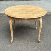 Table de repas ronde, ovale extensible en chêne poncé