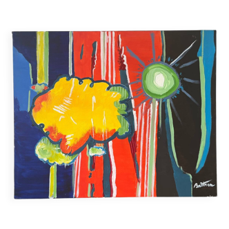 “Green or white, the sun?” Oil on canvas, signed Baltran