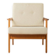 Elegant mid-century armchair from the 1960s with cream-white upholstery