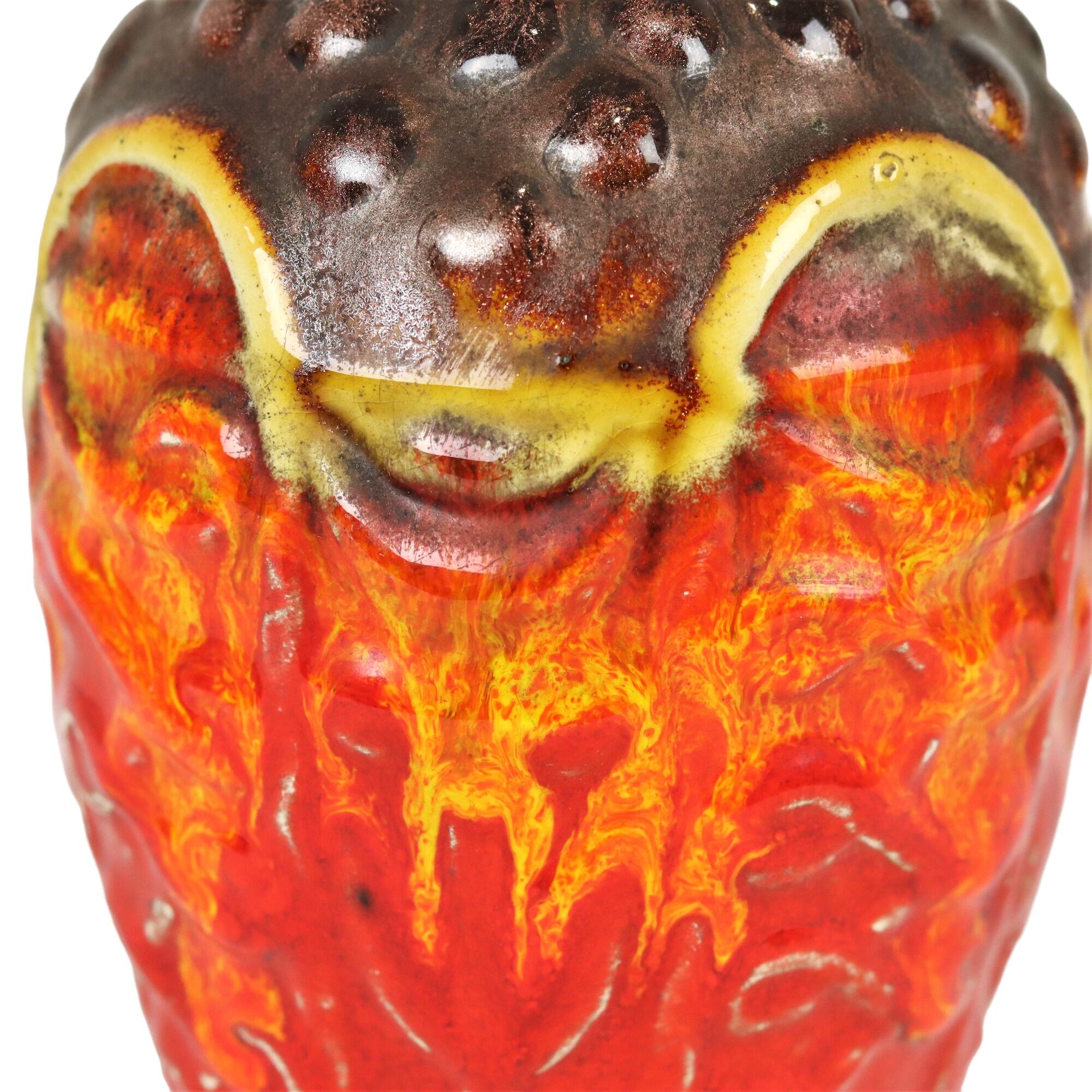 Flamed Fat Lava Vase West Germany Bay Red Orange 98-17