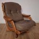 Fauteuil pivotant en bois et cuir, Pays-Bas années 70