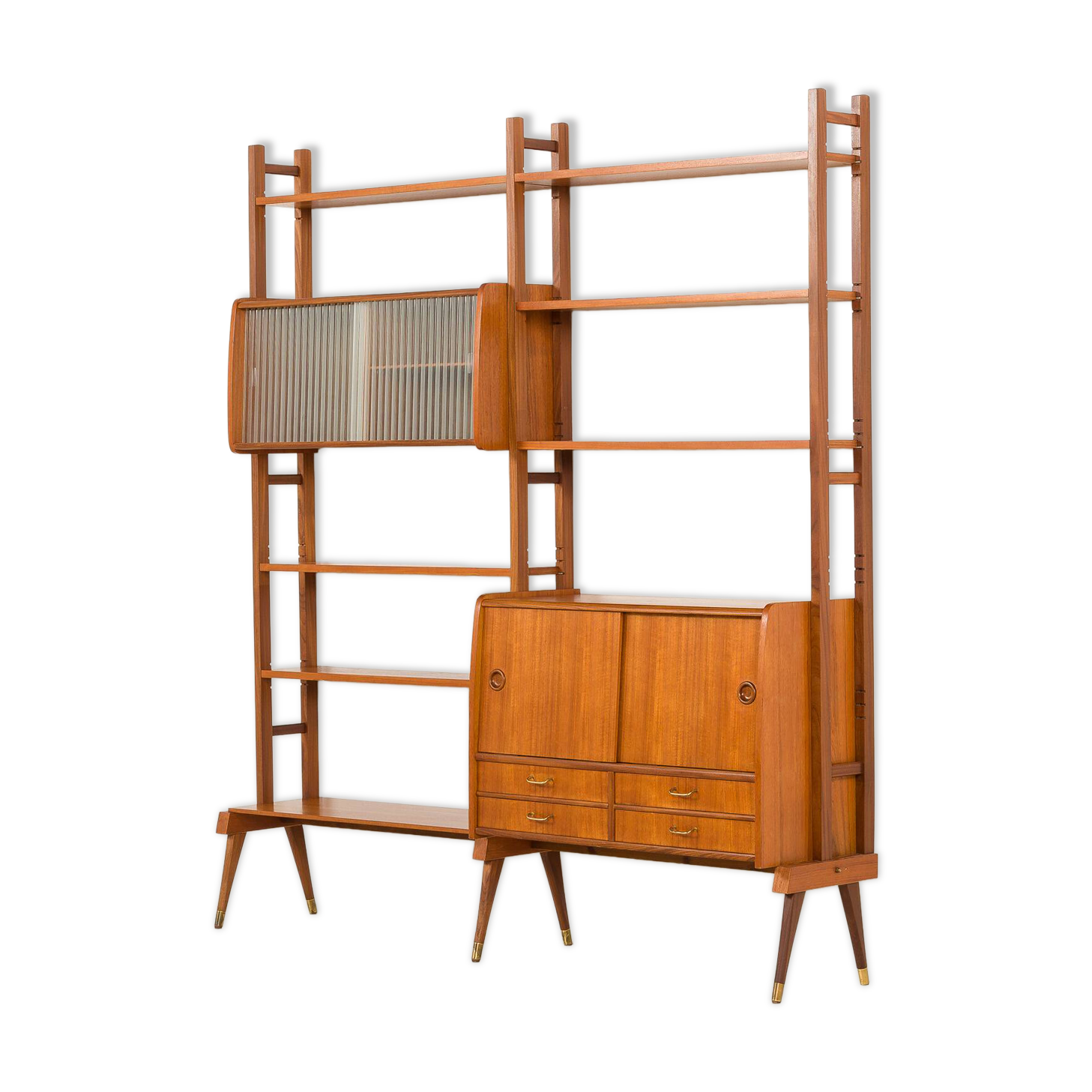 Scandinavian free standing teak wall unit, Norway 1960s.