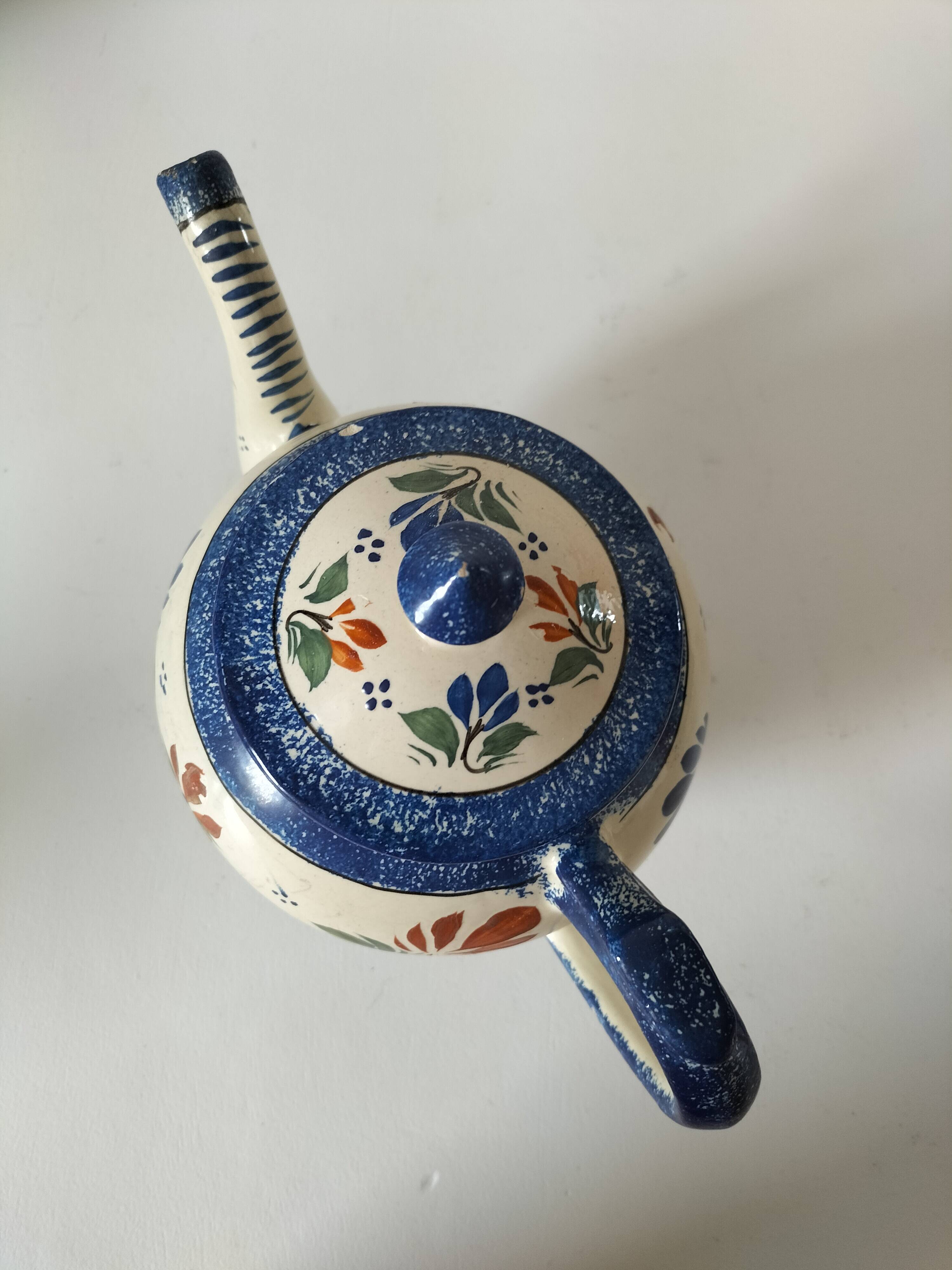 Henriot Quimper teapot – floral relief decoration