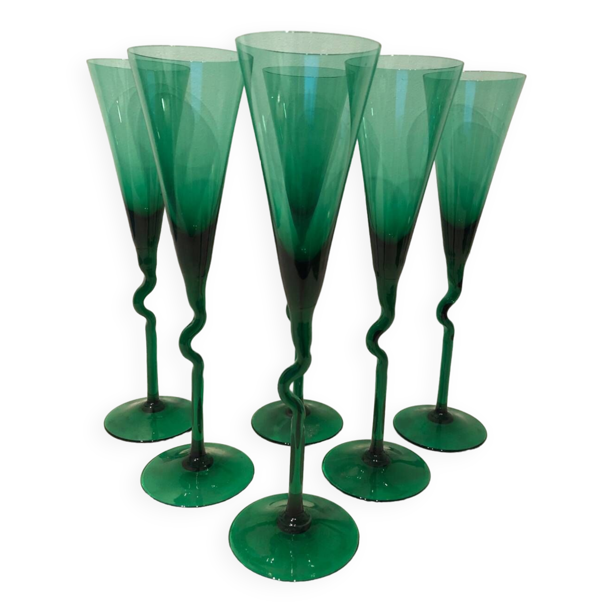 6 Memphis champagne flutes, 1980