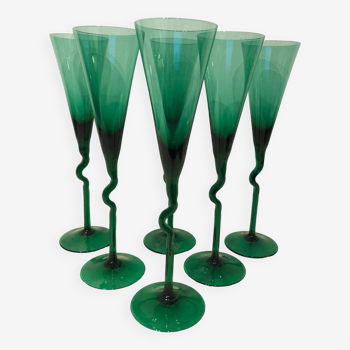 6 Memphis champagne flutes, 1980