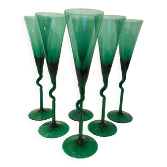 6 Memphis champagne flutes, 1980