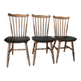 3 BAUMANN Tacoma chairs black faux leather dark beech