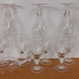 Old very fine stemmed glasses in chiseled crystal from the 50s