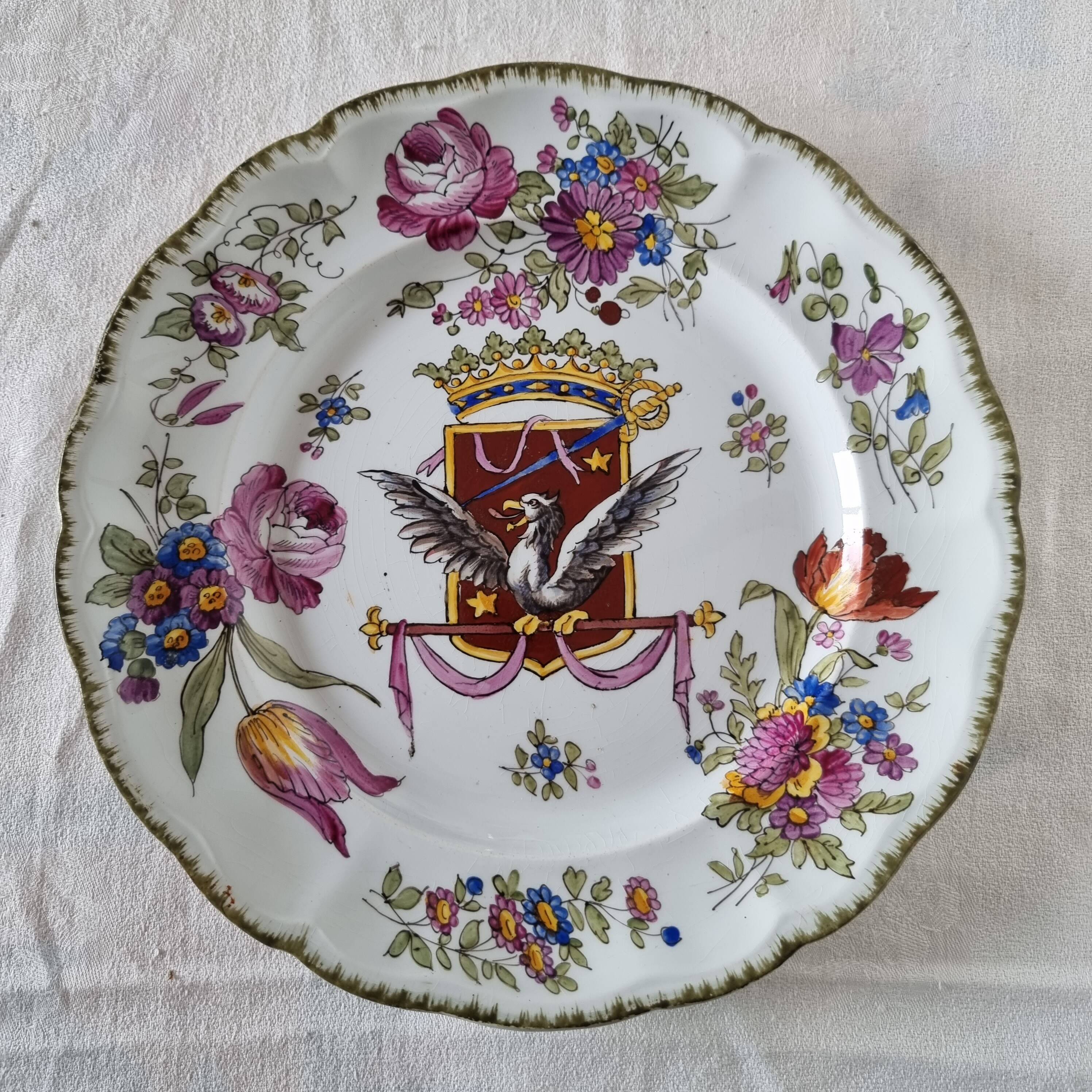 Exclusive 19th century French Lunéville porcelain plate, painted