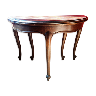 Extendable half moon mahogany table