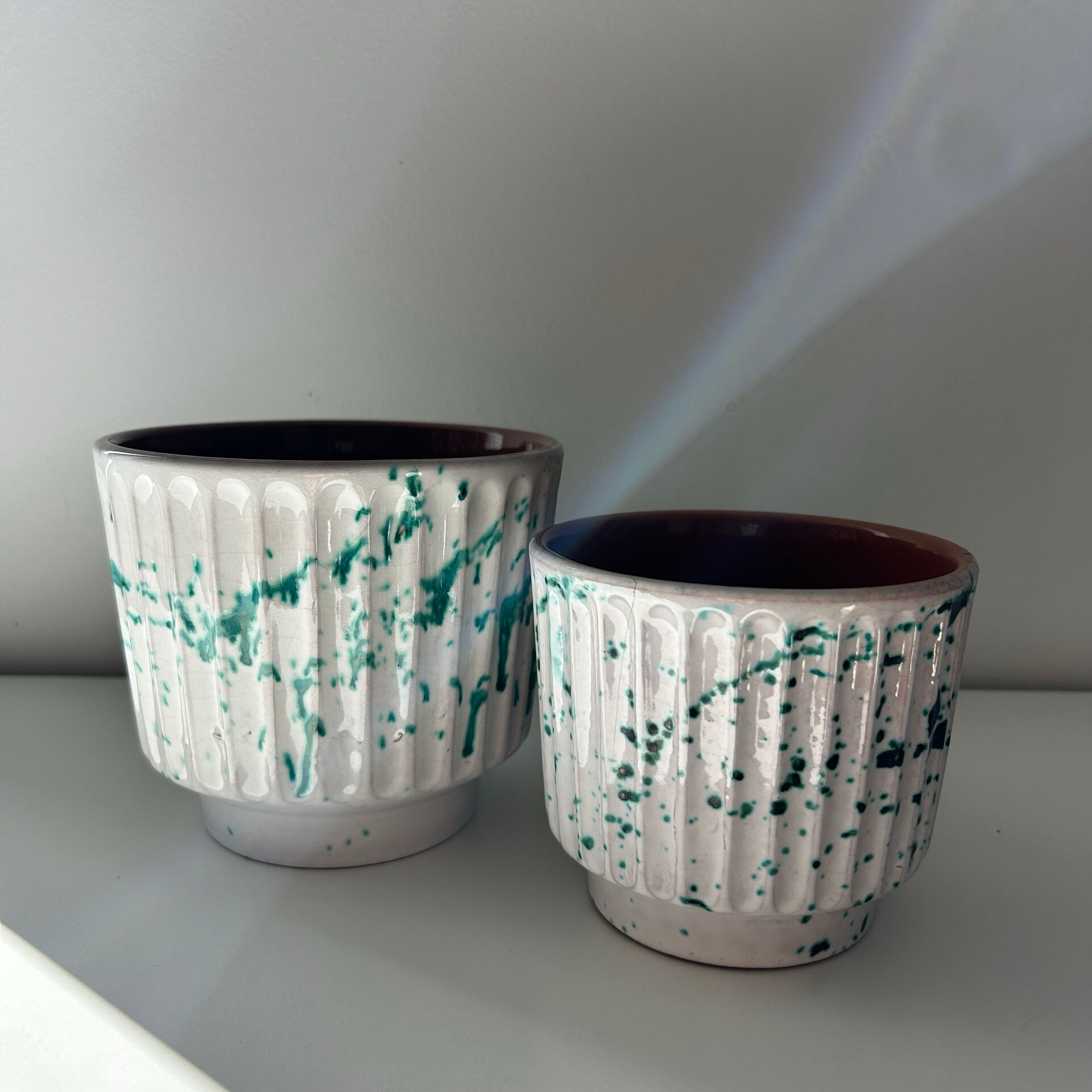 Ensemble de 2 cache pots décor Pollock
