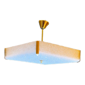 Ceiling lamp or suspension in brass and perspex, geometric diamond shape, 1950's style