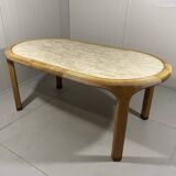 Vivai del Sud rattan & travertine dining table Italy 1960’s