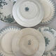 Lot of 6 blue-green ironstone dessert plates, French faience.