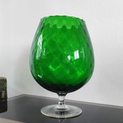 XXL vintage Cognac vase blown glass from Empoli, Italy in emerald green.