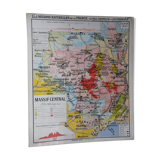 Old school map "Le Massif Central" No.2 Hatier