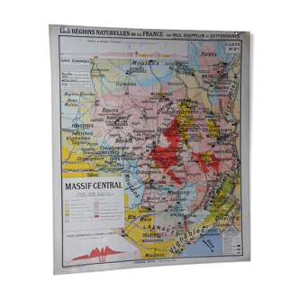 Old school map "Le Massif Central" No.2 Hatier