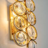 Golden brass and crystal wall light by Palwa, Germany, 1960s.
