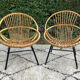 Pair of children's armchairs in rattan from the 1960s.