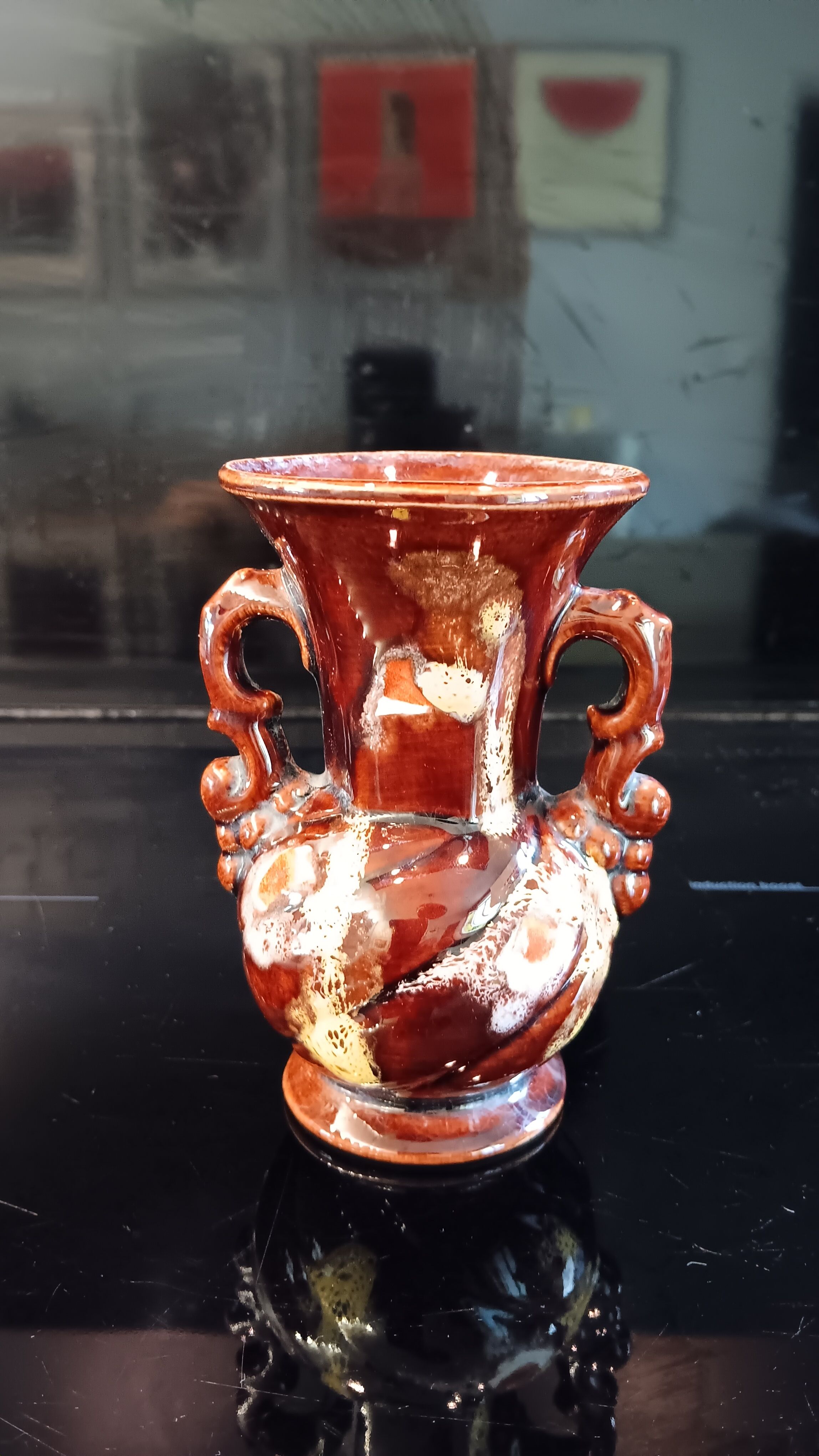 Small vase with handles, numbered ceramic (Vallauris). Very good condition.