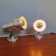 Pair of articulated wall lights in brushed aluminum, 1970