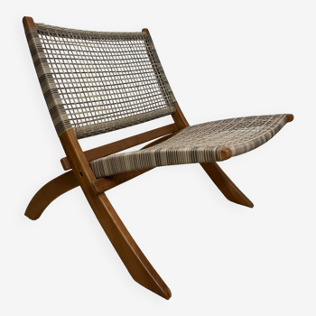 Wooden Folding Rattan Lounge Chair/Single Seater