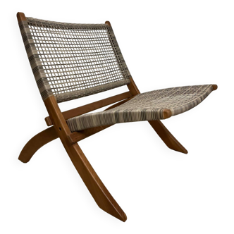 Wooden Folding Rattan Lounge Chair/Single Seater