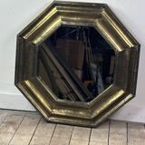 Vintage 1960s octagonal brass and pewter mirror