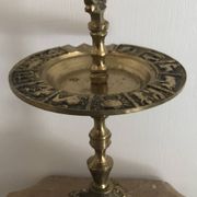 Vintage solid brass ashtray with zodiac sign decor