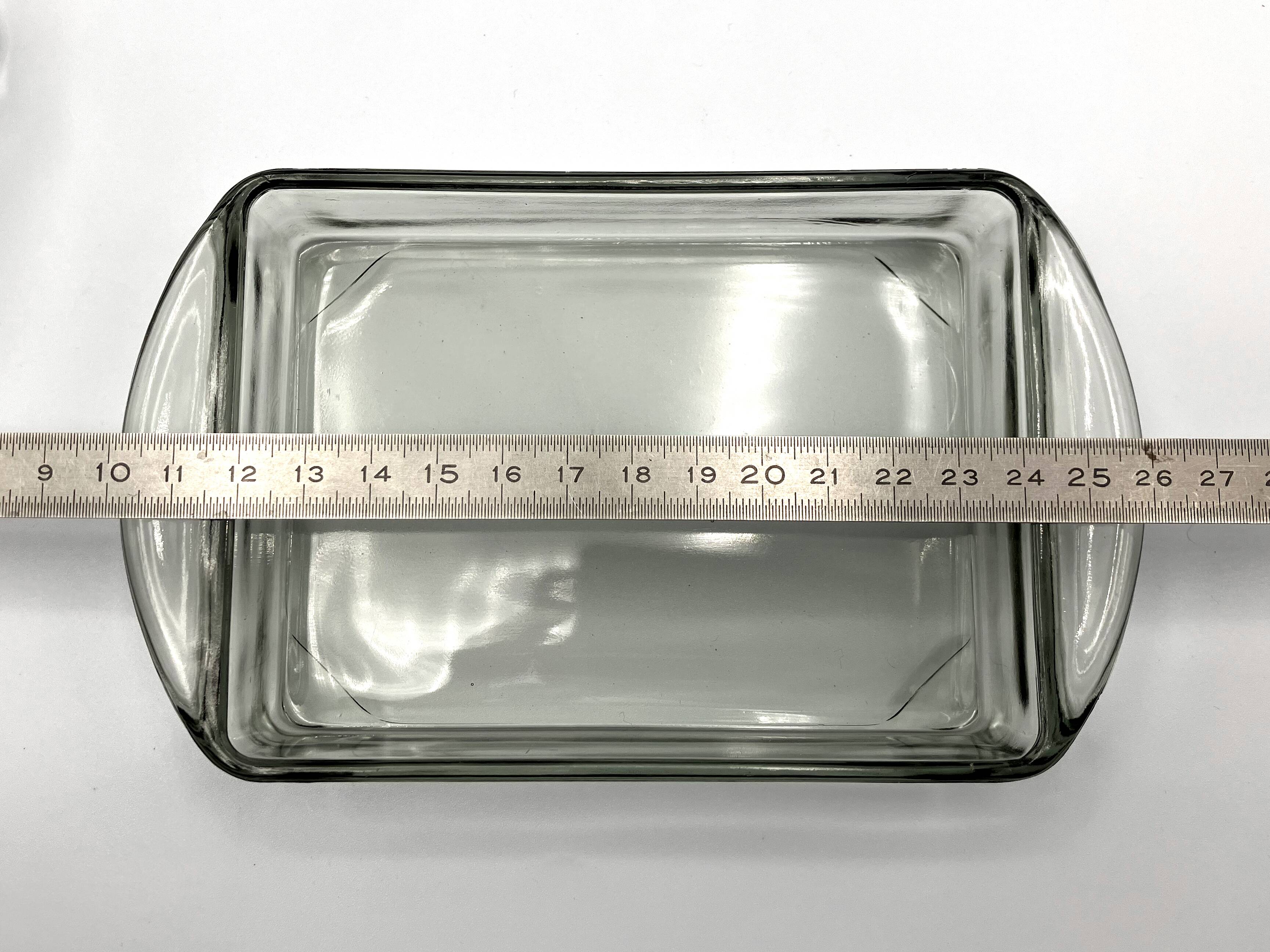 Teak tray and its 4 stackable glass dishes • Denmark • 1960