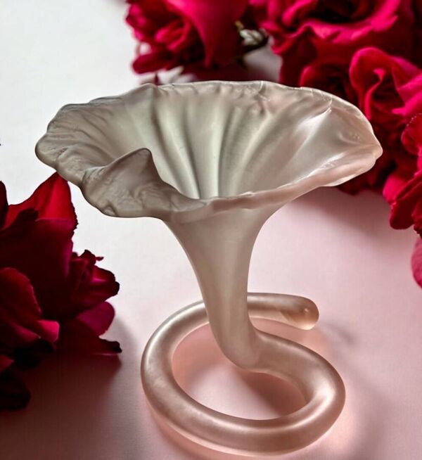 Magnifique Vase Art déco Daum en Pâte de Cristal grisé Rose Fleur de C
