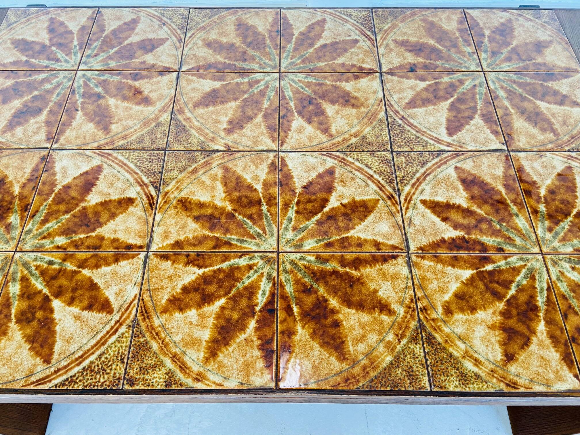 VINTAGE DANISH MID CENTURY TEAK  & CERAMIC COFFEE TABLE  1960s