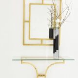 Console and mirror in gilded wrought iron by Robert Thibier, 1960s