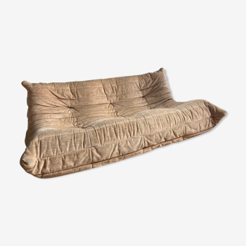 3-seater Togo velvet sofa