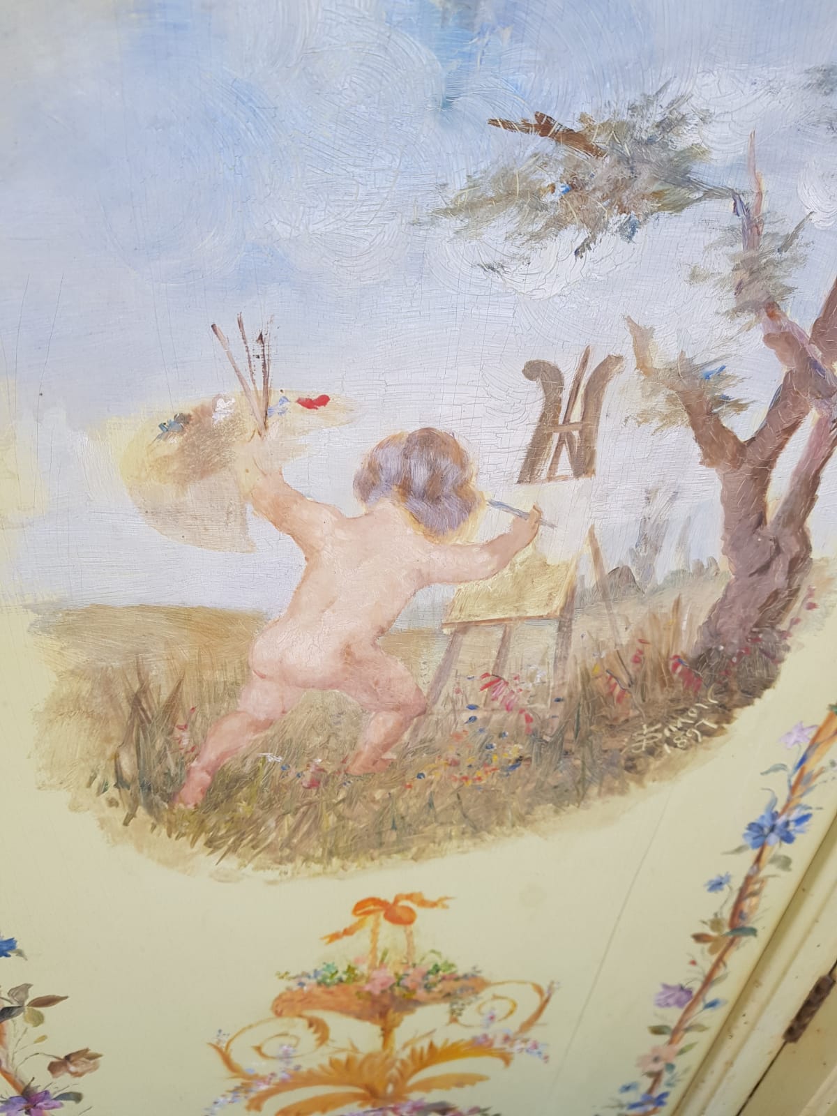 Patterned screen painted 1940/1950