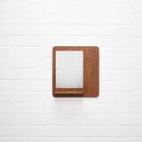 vintage teak wall mirror with hooks